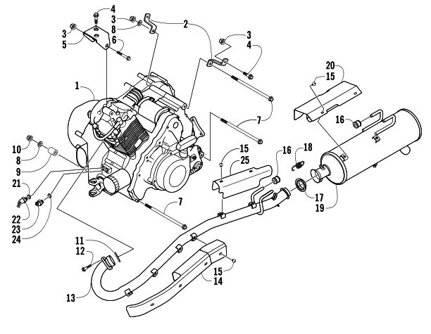 Parts Diagram for Arctic Cat 2005 400 AUTOMATIC TRANSMISSION 4X4 FIS ATV ENGINE AND EXHAUST