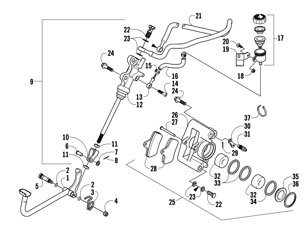 Parts Diagram for Arctic Cat 2005 400 MANUAL TRANSMISSION 4X4 FIS ATV AUXILIARY BRAKE ASSEMBLY