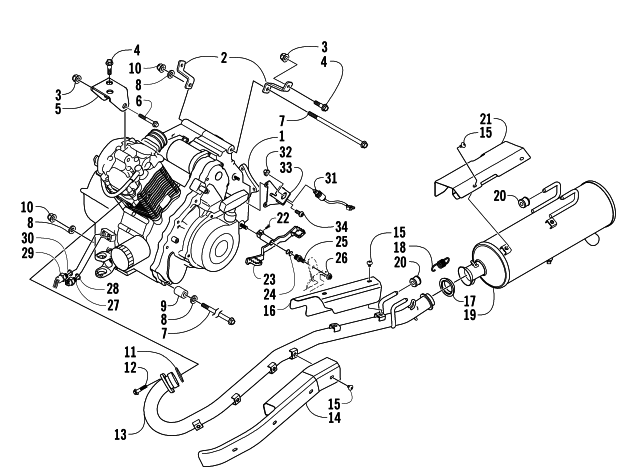 Parts Diagram for Arctic Cat 2005 400 MANUAL TRANSMISSION 4X4 FIS ATV ENGINE AND EXHAUST