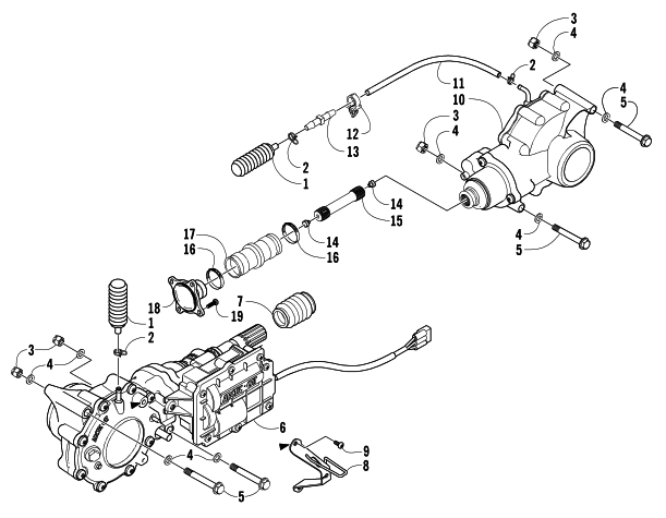 Parts Diagram for Arctic Cat 2005 400 AUTOMATIC TRANSMISSION 4X4 FIS ATV DRIVE TRAIN ASSEMBLY