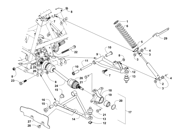 Parts Diagram for Arctic Cat 2006 500 MANUAL TRANSMISSION 4X4 FIS ATV FRONT SUSPENSION ASSEMBLY