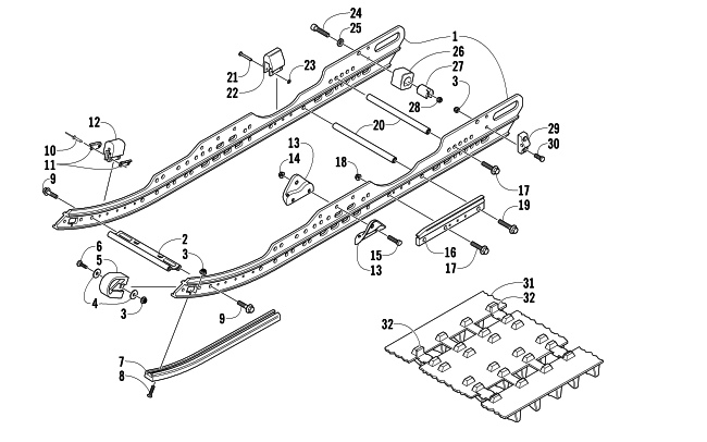 Parts Diagram for Arctic Cat 2005 ZR 900 EFI SNOWMOBILE SLIDE RAIL AND TRACK ASSEMBLY