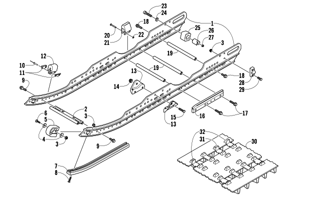 Parts Diagram for Arctic Cat 2005 ZR 900 EFI SNO PRO SNOWMOBILE SLIDE RAIL AND TRACK ASSEMBLY