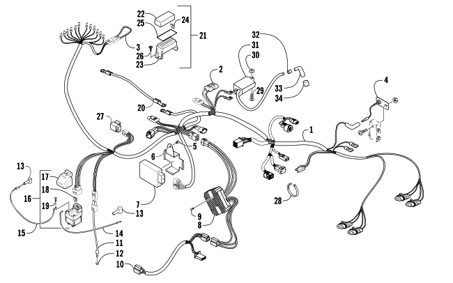 Parts Diagram for Arctic Cat 2005 400 MANUAL TRANSMISSION 4X4 VP ATV WIRING HARNESS ASSEMBLY