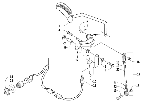 Parts Diagram for Arctic Cat 2007 BEARCAT WIDE TRACK SNOWMOBILE REVERSE SHIFT LEVER ASSEMBLY
