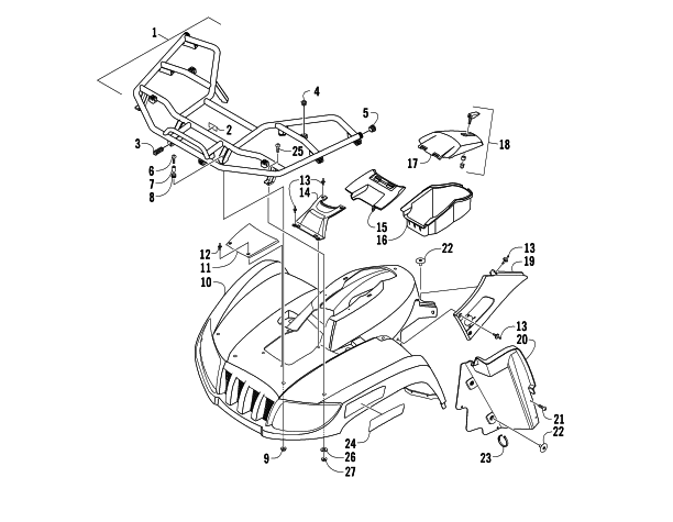 Parts Diagram for Arctic Cat 2006 500 AUTOMATIC TRANSMISSION 4X4 TRV ATV FRONT BODY PANEL ASSEMBLY
