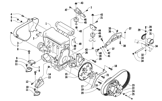Parts Diagram for Arctic Cat 2005 BEARCAT WIDE TRACK SNOWMOBILE ENGINE AND RELATED PARTS