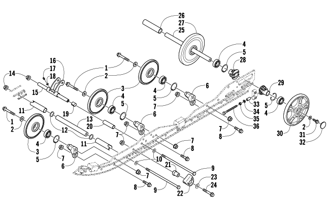 Parts Diagram for Arctic Cat 2005 SABERCAT 500 SNOWMOBILE IDLER WHEEL ASSEMBLY
