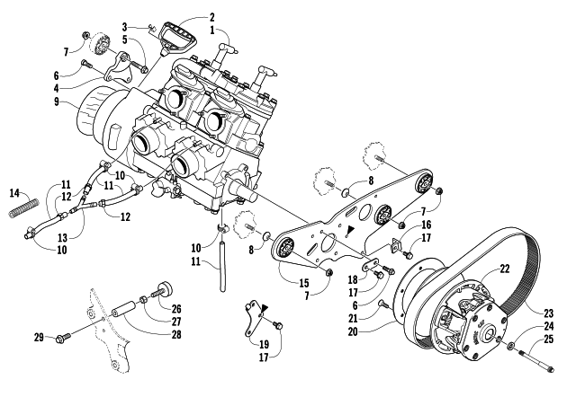 Parts Diagram for Arctic Cat 2005 SABERCAT 600 EFI LX SNOWMOBILE ENGINE AND RELATED PARTS