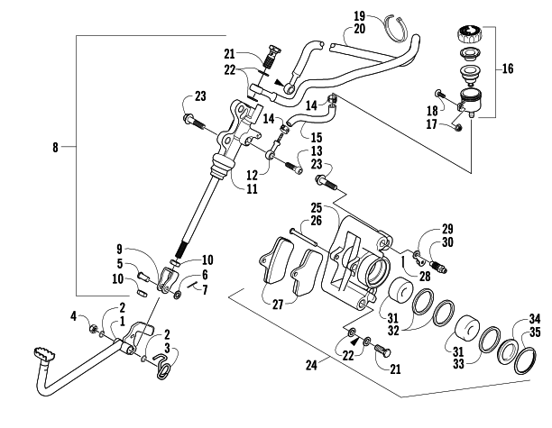 Parts Diagram for Arctic Cat 2005 500 MANUAL TRANSMISSION 4X4 FIS ATV AUXILIARY BRAKE ASSEMBLY