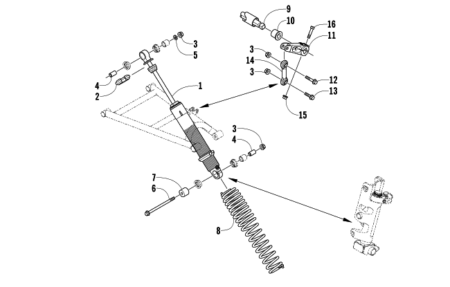 Parts Diagram for Arctic Cat 2005 FIRECAT 700 EFI EXT SNOWMOBILE SHOCK ABSORBER AND SWAY BAR ASSEMBLY