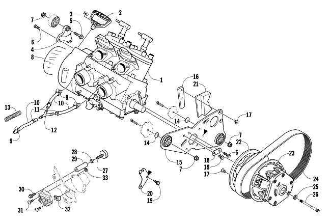 Parts Diagram for Arctic Cat 2005 FIRECAT 600 EFI EXT SNOWMOBILE ENGINE AND RELATED PARTS