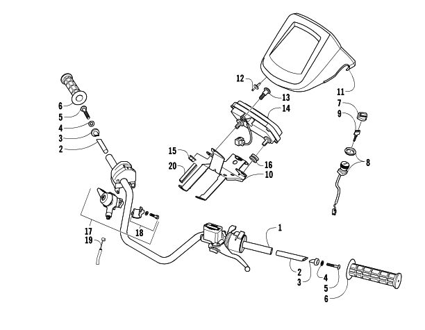 Parts Diagram for Arctic Cat 2005 500 AUTOMATIC TRANSMISSION 4X4 FIS LE ATV HANDLEBAR ASSEMBLY