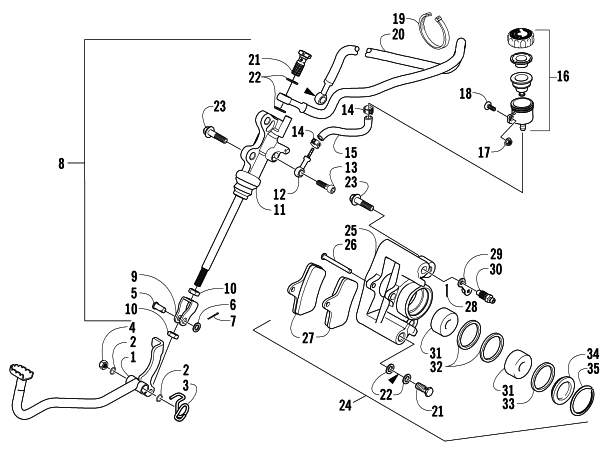 Parts Diagram for Arctic Cat 2005 650 V-2 4X4 FIS LE ATV AUXILIARY BRAKE ASSEMBLY