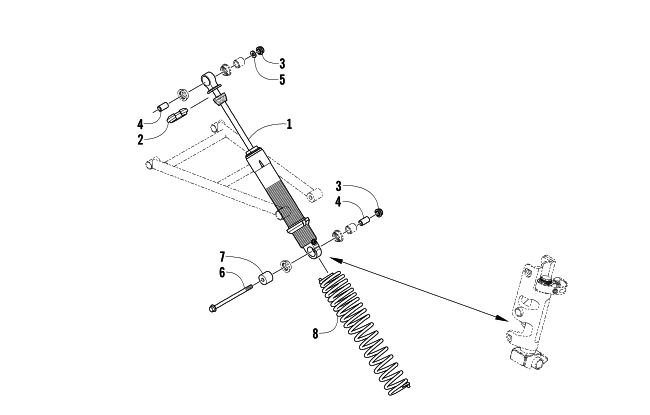 Parts Diagram for Arctic Cat 2005 M7 EFI 162 SNOWMOBILE FRONT SUSPENSION SHOCK ABSORBER ASSEMBLY
