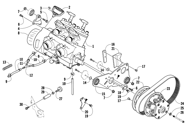 Parts Diagram for Arctic Cat 2005 FIRECAT 700 EFI EXT SNOWMOBILE ENGINE AND RELATED PARTS
