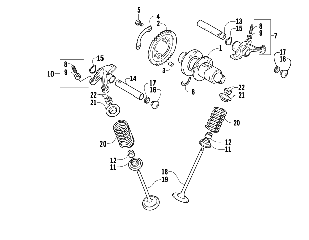 Parts Diagram for Arctic Cat 2008 400 AUTOMATIC TRANSMISSION 4X4 FIS ATV CAMSHAFT/VALVE ASSEMBLY