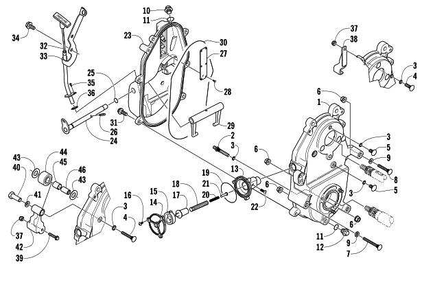 Parts Diagram for Arctic Cat 2005 SABERCAT 500 LX SNOWMOBILE DROPCASE AND CHAIN TENSION ASSEMBLY