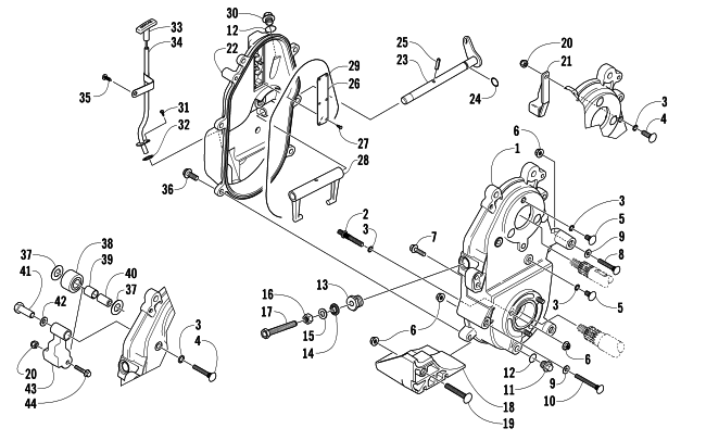 Parts Diagram for Arctic Cat 2005 T660 TURBO TOURING SNOWMOBILE DROPCASE AND CHAIN TENSION ASSEMBLY