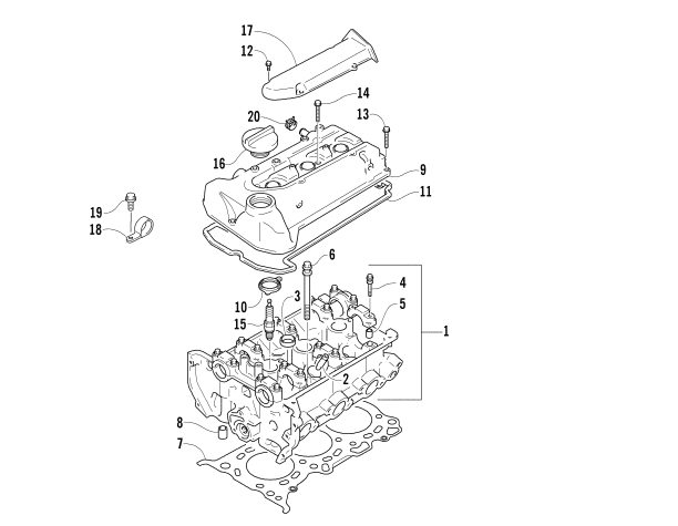 Parts Diagram for Arctic Cat 2007 T660 TOURING SNOWMOBILE CYLINDER HEAD ASSEMBLY