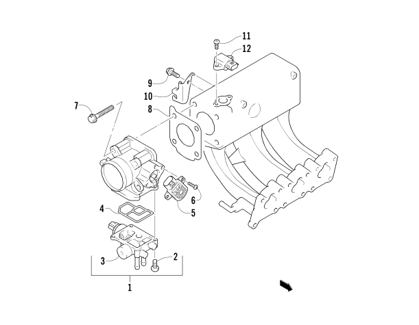 Parts Diagram for Arctic Cat 2004 BEARCAT WIDE TRACK SNOWMOBILE THROTTLE BODY ASSEMBLY