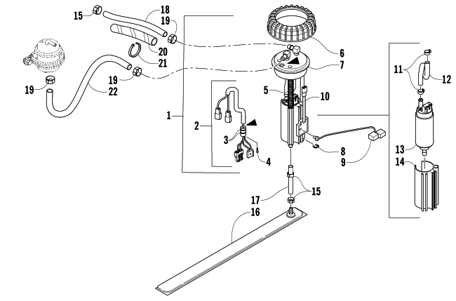 Parts Diagram for Arctic Cat 2006 T660 TURBO TRAIL SNOWMOBILE FUEL PUMP ASSEMBLY