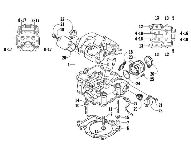 Parts Diagram for Arctic Cat 2007 650 H1 AUTOMATIC TRANSMISSION 4X4 FIS ATV CYLINDER HEAD ASSEMBLY