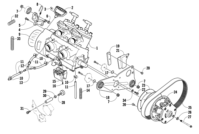 Parts Diagram for Arctic Cat 2005 M7 EFI LE SNOWMOBILE ENGINE AND RELATED PARTS