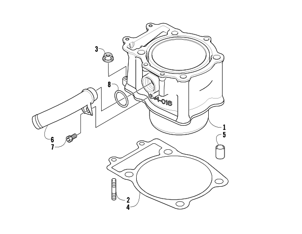 Parts Diagram for Arctic Cat 2008 PROWLER 650 H1 AUTOMATIC 4X4 ATV CYLINDER AND PISTON ASSEMBLY