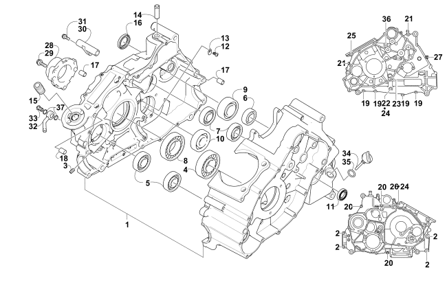 Parts Diagram for Arctic Cat 2007 650 H1 AUTOMATIC TRANSMISSION 4X4 FIS ATV CRANKCASE ASSEMBLY (UP to VIN:  4UF07ATV47T237701)