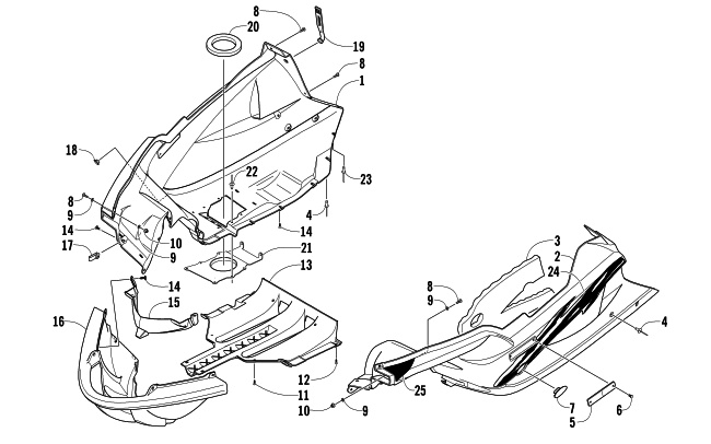 Parts Diagram for Arctic Cat 2005 FIRECAT 600 EFI R SNOWMOBILE BELLY PAN ASSEMBLY