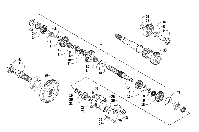 Parts Diagram for Arctic Cat 2009 PROWLER 650 XT AUTOMATIC 4X4 ATV SECONDARY TRANSMISSION ASSEMBLY
