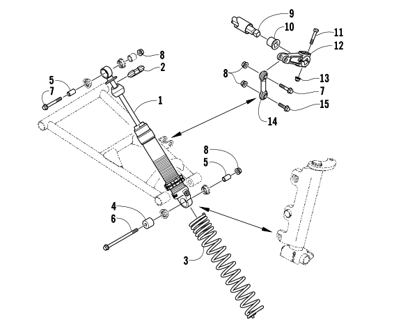 Parts Diagram for Arctic Cat 2005 T660 TURBO SNOWMOBILE SHOCK ABSORBER AND SWAY BAR ASSEMBLY