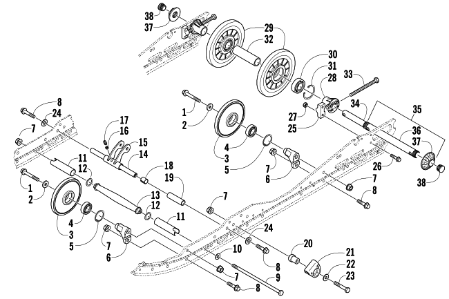 Parts Diagram for Arctic Cat 2005 AC SNO PRO MOD SNOWMOBILE IDLER WHEEL ASSEMBLY