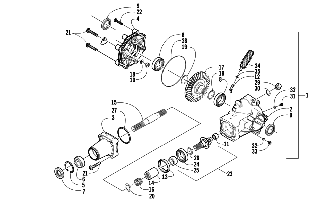 Parts Diagram for Arctic Cat 2005 400 MANUAL TRANSMISSION 4X4 VP ATV REAR DRIVE GEARCASE ASSEMBLY