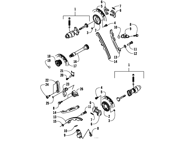 Parts Diagram for Arctic Cat 2006 650 V-TWIN AUTOMATIC TRANSMISSION 4X4 FIS LIMITED EDITION ATV CAMSHAFTS/TENSIONER ASSEMBLY