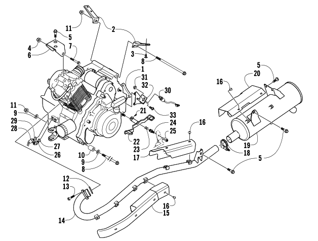 Parts Diagram for Arctic Cat 2005 400 MANUAL TRANSMISSION 4X4 VP ATV ENGINE AND EXHAUST