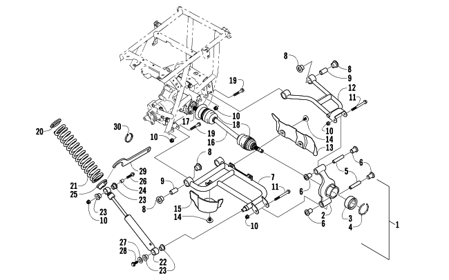 Parts Diagram for Arctic Cat 2005 650 V-2 4X4 FIS ATV REAR SUSPENSION ASSEMBLY