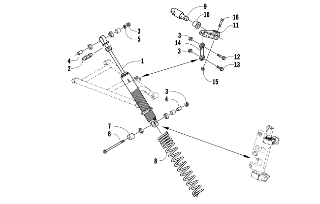 Parts Diagram for Arctic Cat 2006 CROSSFIRE 700 EFI EARLY BUILD SNOWMOBILE SHOCK ABSORBER AND SWAY BAR ASSEMBLY