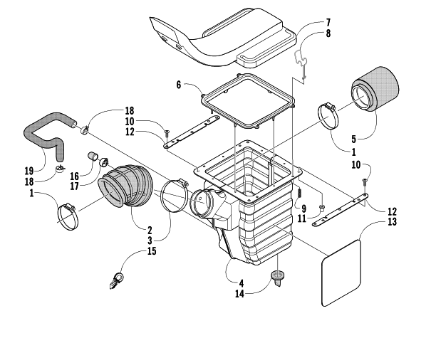Parts Diagram for Arctic Cat 2005 400 AUTOMATIC TRANSMISSION 4X4 FIS LE GM ATV AIR INTAKE ASSEMBLY