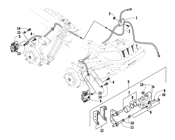 Parts Diagram for Arctic Cat 2006 500 AUTOMATIC TRANSMISSION 4X4 TBX ATV HYDRAULIC BRAKE ASSEMBLY