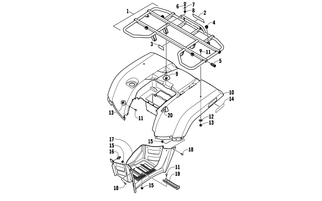 Parts Diagram for Arctic Cat 2006 400 AUTOMATIC TRANSMISSION 4X4 FIS ATV REAR BODY PANEL ASSEMBLY