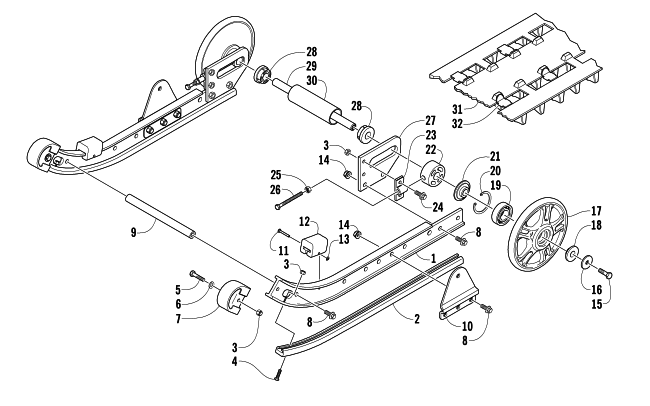 Parts Diagram for Arctic Cat 2006 F 120 SNOWMOBILE SLIDE RAIL, IDLER WHEELS, AND TRACK ASSEMBLY