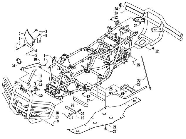 Parts Diagram for Arctic Cat 2005 650 H1 4X4 LE ATV FRAME AND RELATED PARTS