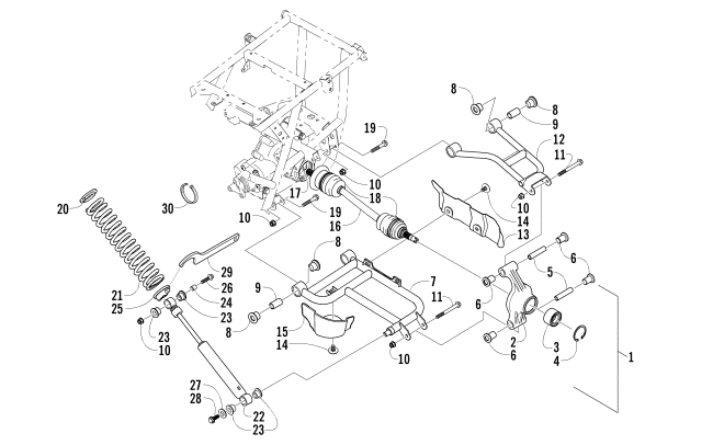 Parts Diagram for Arctic Cat 2006 500 AUTOMATIC TRANSMISSION 4X4 FIS ATV REAR SUSPENSION ASSEMBLY