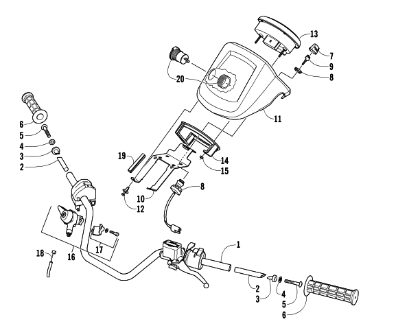 Parts Diagram for Arctic Cat 2006 500 AUTOMATIC TRANSMISSION 4X4 FIS LE ATV HANDLEBAR ASSEMBLY