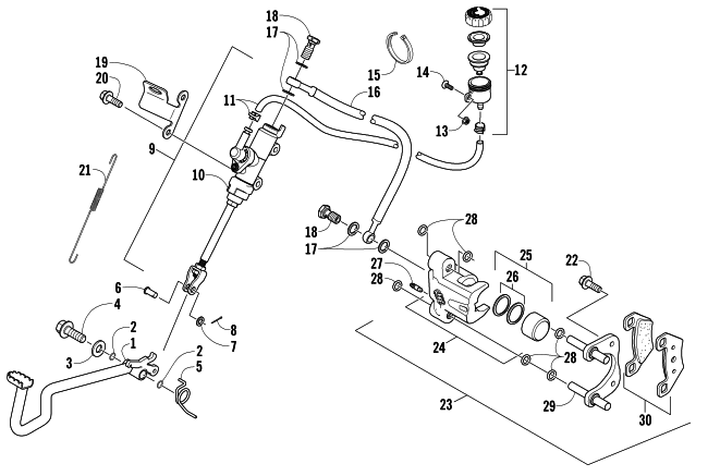 Parts Diagram for Arctic Cat 2006 650 H1 AUTOMATIC TRANSMISSION 4X4 SE ATV AUXILIARY BRAKE ASSEMBLY