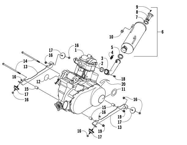 Parts Diagram for Arctic Cat 2006 PROWLER XT 650 H1 AUTOMATIC 4X4 ATV ENGINE AND EXHAUST