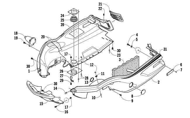 Parts Diagram for Arctic Cat 2006 PANTHER 370 R SNOWMOBILE BELLY PAN AND FRONT BUMPER ASSEMBLY
