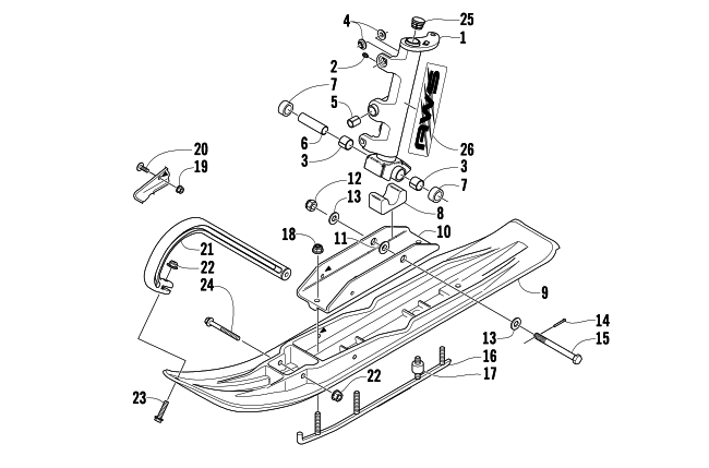 Parts Diagram for Arctic Cat 2006 BEARCAT 570 LONG TRACK SNOWMOBILE SKI AND SPINDLE ASSEMBLY